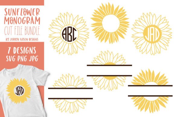 Download Sunflower Monogram SVG Bundle - Sunflower monogram Collection