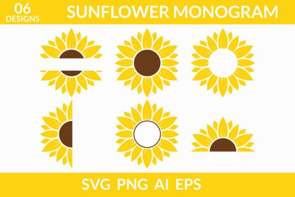Download Sunflower Monogram Bundle Half Split - Sunflower monogram Collection